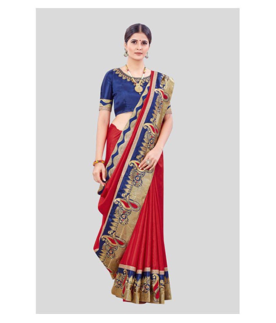 offline selection Red Dola Silk Saree - Single