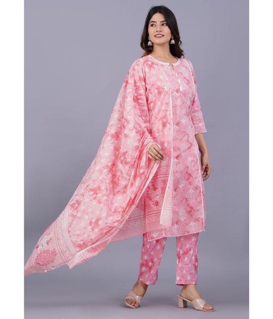 Doriya - Pink Straight Cotton Blend Women's Stitched Salwar Suit ( Pack of 1 ) - None