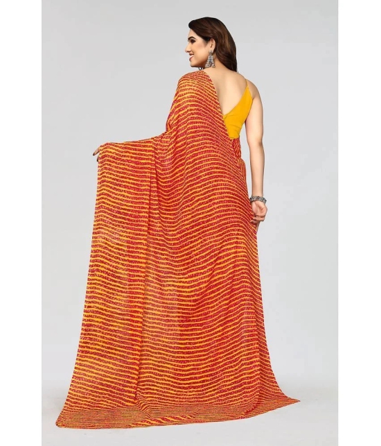 Anand Sarees Georgette Striped Saree Without Blouse Piece - Red ( Pack of 1 ) - Red