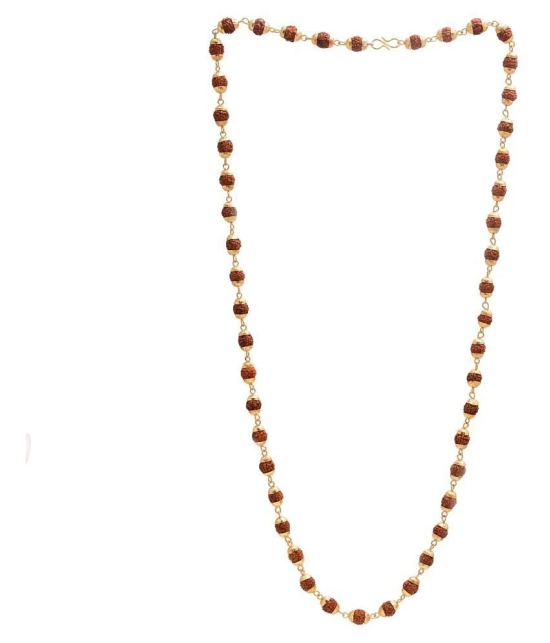 Rudraksha mala chain punch mukhi 50 beads fine gold plated religious healthcare mala - Brown