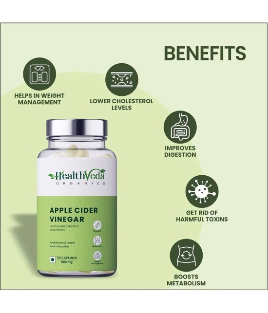 Health Veda Organics Apple Cider Vinegar for Weight Loss Management | 60 Veg Capsules