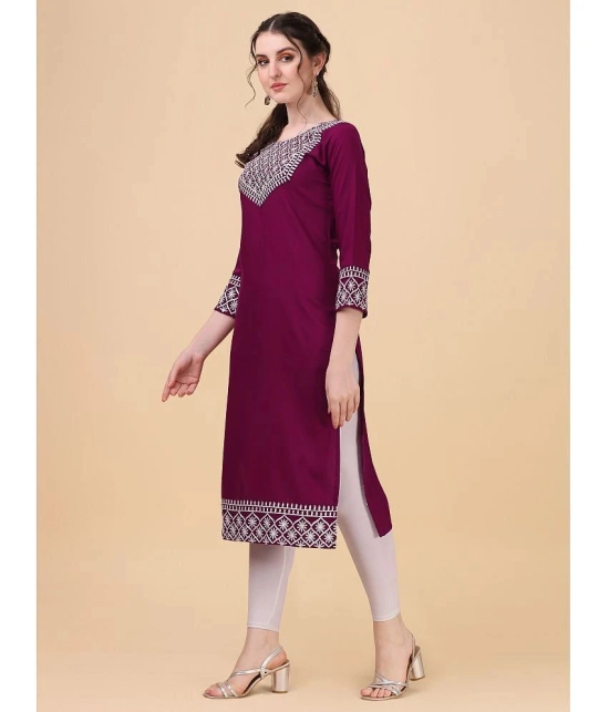 Vrunda Fashion - Wine Rayon Womens Straight Kurti ( Pack of 1 ) - None