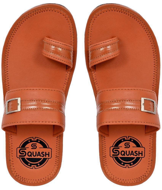 Squash Tan Mens Leather Slipper - None