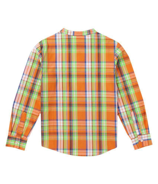 Cub McPaws Boys Mandarin Collar Full Sleeves Shirt | Checkered Print | Turn-up Sleeves | 4 - 12 Years - None