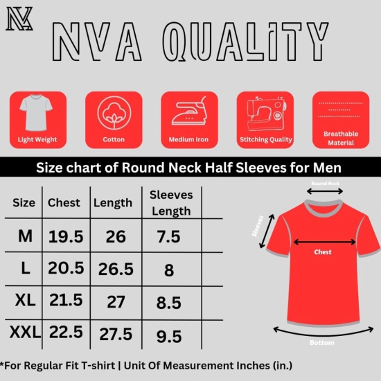 NVA Quality Stylish Men's Round Neck Cotton Blend Half Sleeve Black T-Shirt