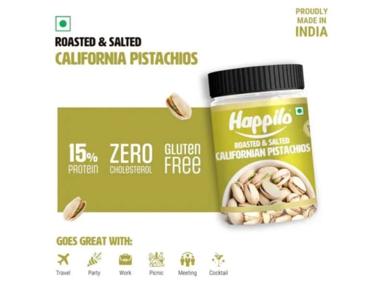 Happilo Premium Califonian Roasted & Salted Pistachios 200g Jar