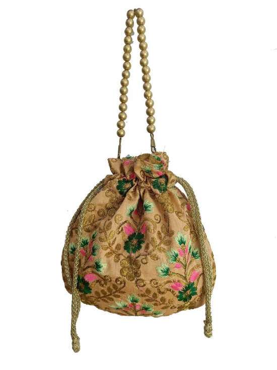 Handicraft Zari Worked Potli Handbag for Girls & Women Golden