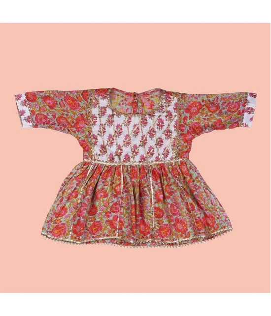 Arshia Fashions Baby Girls Jaipuri Print Frock Style Kurti with Frill Sleeves and Palazzo Style Salwar Ethnic Dress - None