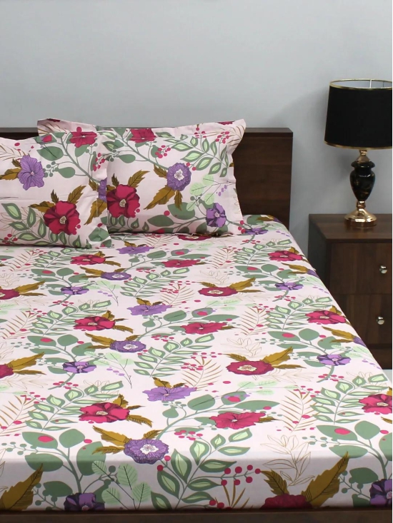 Ivyrose 100% Cotton Red Queen Bedsheet With 2 Pillow Covers