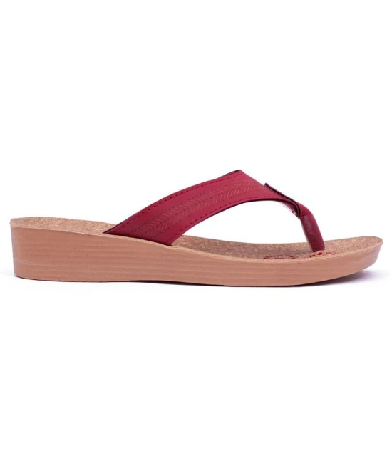 ASIAN Red Womens Leather Slipper - None