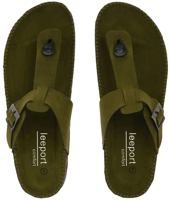 Leeport Olive Mens Thong Flip Flop - None