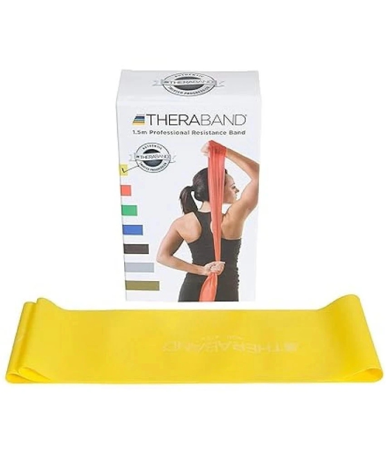 Thera band Yellow Thin/Light Resistance Latex Free Exercise Band 6 Feet(Length) x 4 Inches(Width), Pack of 1 Yellow - Yellow