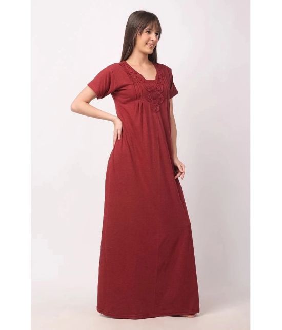 Affair Maroon Cotton Womens Nightwear Nighty & Night Gowns ( Pack of 1 ) - None