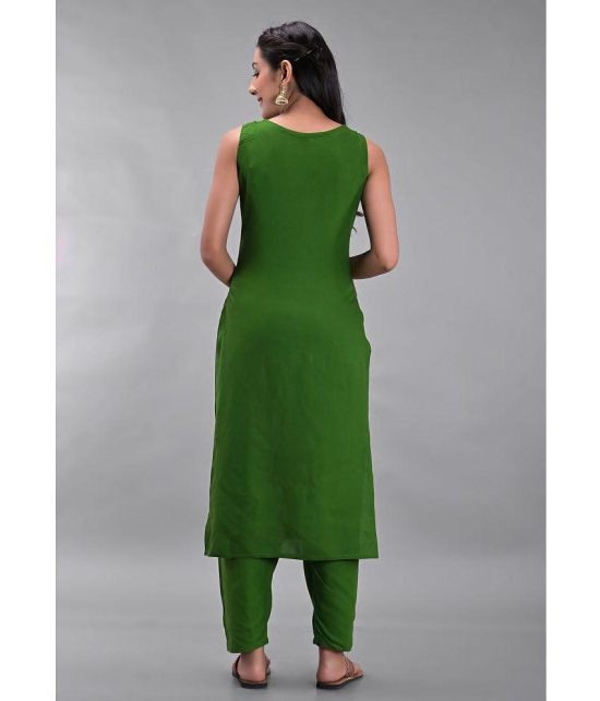 Maquien - Green Straight Rayon Women's Stitched Salwar Suit ( Pack of 1 ) - None