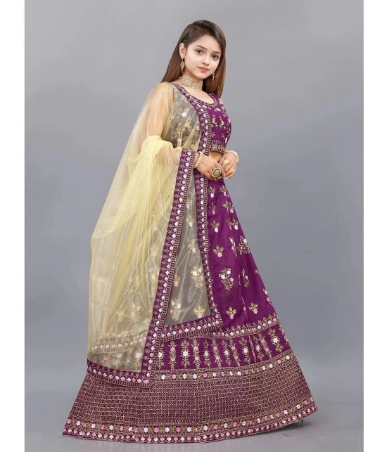 A TO Z CART Purple Silk Girls Lehenga Choli Set ( Pack of 1 ) - None