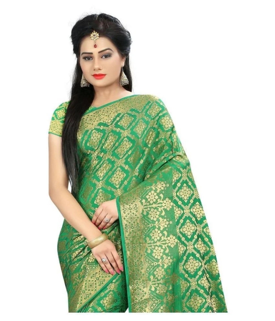 Gazal Fashions Green Banarasi Silk Saree