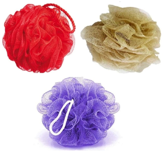 Mode Koorts Luxury Bathing Body Cleansing Sponge Loofahs Back Scrubber Set of 3-Spa Beauty Bath Accessories for Men & Women