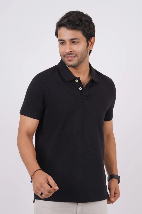 Men's Black Pocket Polo T-Shirt