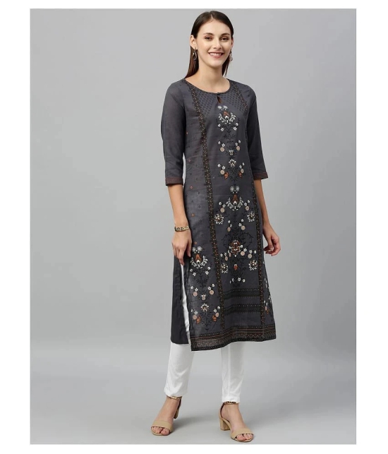 Alena Grey Cotton Straight Kurti - S