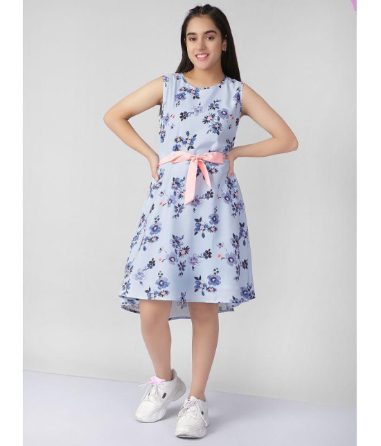 Naughty Ninos - Light Blue Rayon Girls Fit And Flare Dress ( Pack of 1 ) - None