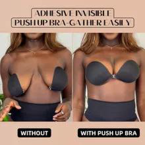 Sticky Push Up Bra (Buy 1 Get 1 Free)-Small (B) / Black + Nude (2 Set)