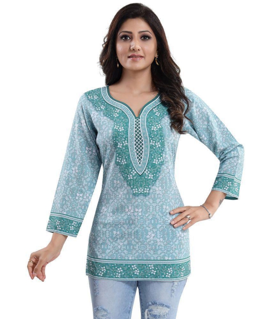 Meher Impex - Turquoise Crepe Womens Straight Kurti ( Pack of 1 ) - 3XL