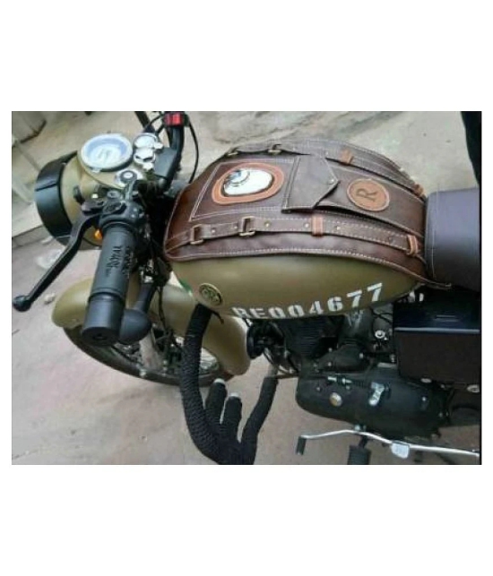 PURE BIKING Petrol Tank Cover Brown Strap for Royal Enfield Classic 350/500