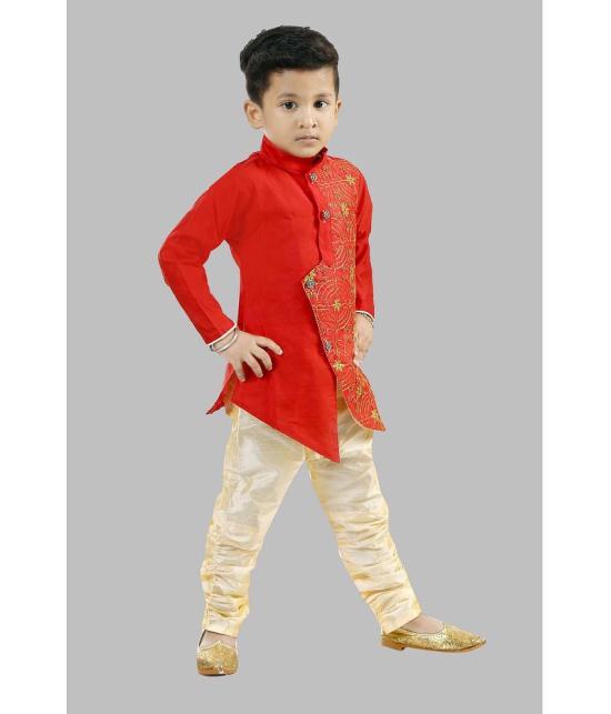 Pichkari - Multicolor Silk Boys Kurta With Churidar ( Pack of 1 ) - None