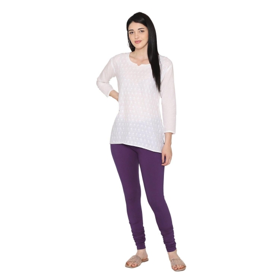 Women's Cotton Churidar Leggings (Free Size) - Imperial Purple