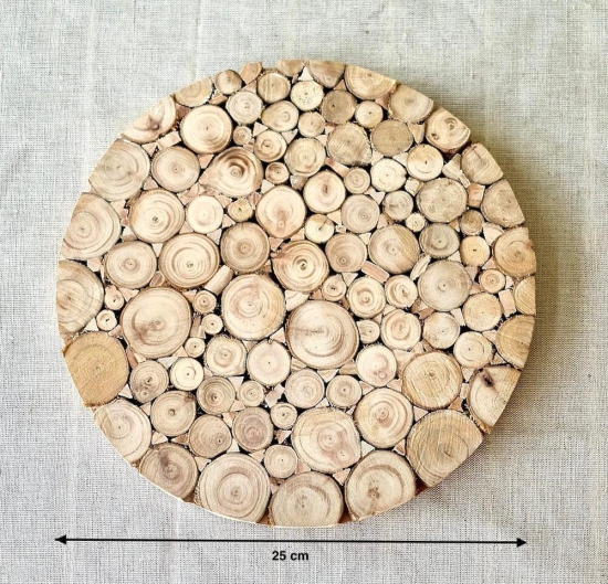 Artisanal Wood Slice Trivet - Big, Set of 2