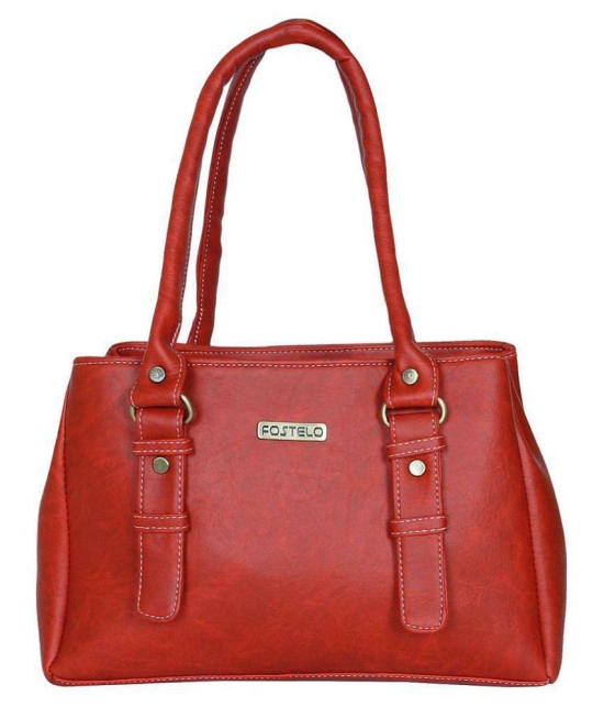 Fostelo -   Red Faux Leather Shoulder Bag - Red