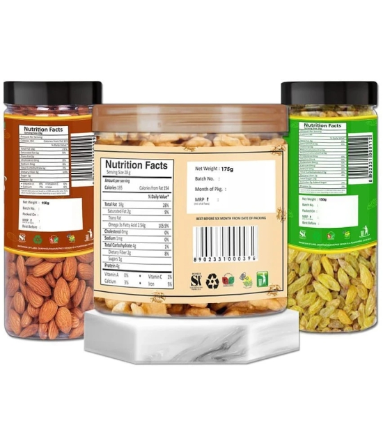 YUM YUM Dry Fruits Combo Pack - (Badam, Green Kishmish And Walnut Kernels) 475g