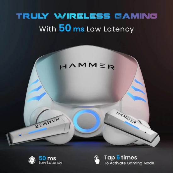 Hammer Arcade True Wireless Gaming Bluetooth Earbuds with RGB Lights and 50ms Low latency