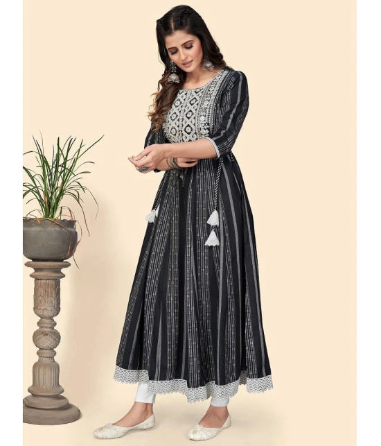 Vbuyz Cotton Embroidered Anarkali Black Kurti - None