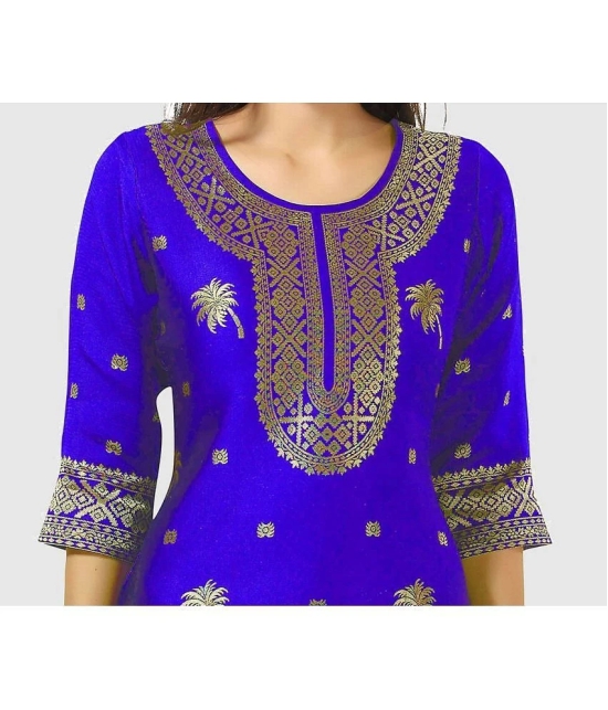 Meher Impex - Blue Art Silk Womens A-line Kurti ( Pack of 1 ) - None