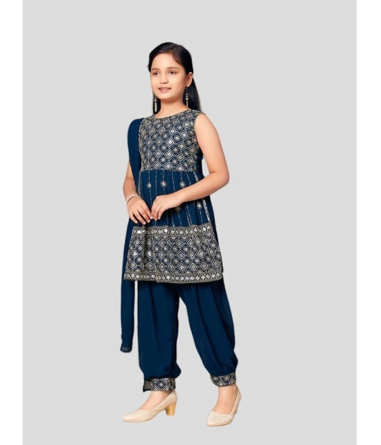 Aarika Teal Georgette Girls Patiala Kurta Set ( Pack of 1 ) - None