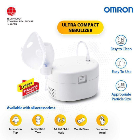 Omron Ultra Compact & Low Noise Compressor Nebulizer for Child & Adult (White)