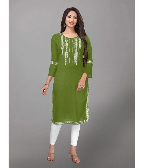 Kapadia - Green Rayon Womens Straight Kurti ( Pack of 1 ) - None