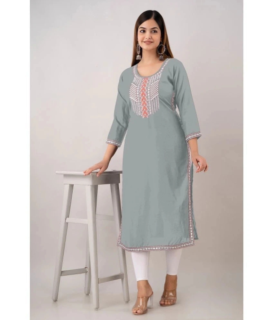 Kapadia - Grey Rayon Womens Straight Kurti ( Pack of 1 ) - None