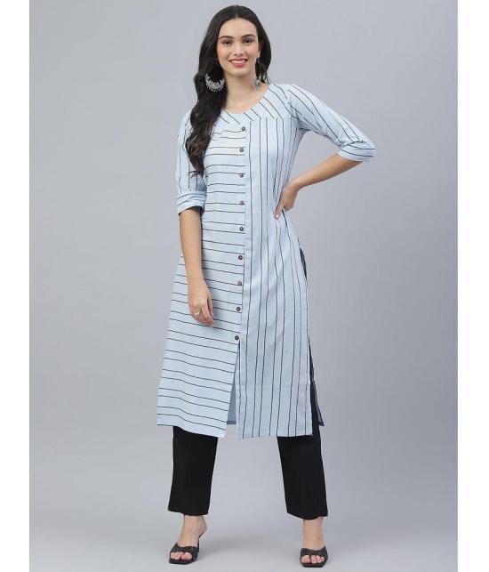 MEHZEEL FAB - Light Blue Straight Cotton Blend Women's Stitched Salwar Suit ( Pack of 1 ) - None