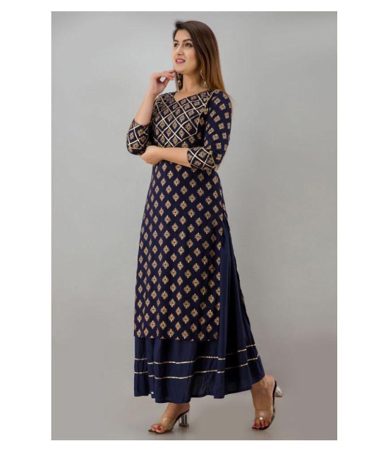 FabbibaPrints Rayon Kurti With Skirt - Stitched Suit - S