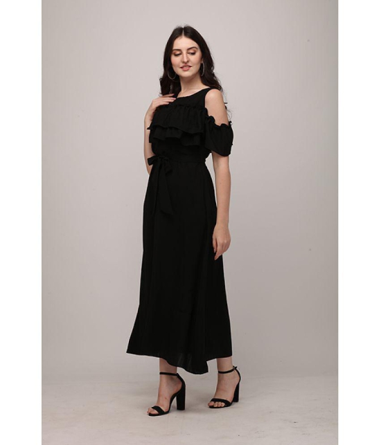 Berrylicious Georgette Black Fit And Flare Dress - - S