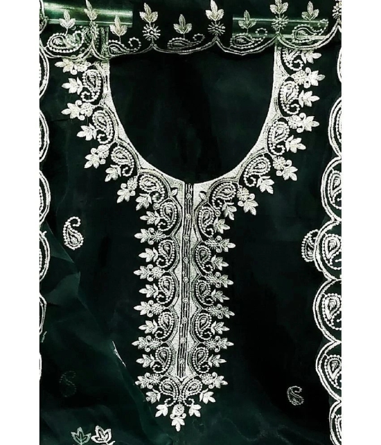 Gazal Fashions Unstitched Organza Embroidered Dress Material - Green ( Pack of 1 ) - Green