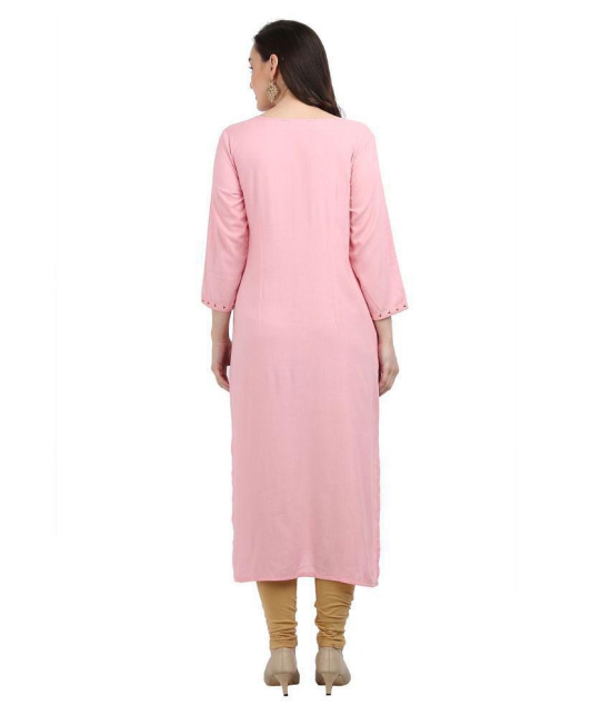 SAAKAA - Pink Rayon Women's Straight Kurti ( Pack of 1 ) - M