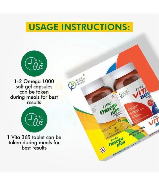 Fytika Vita 365- 30 Tabs + Omega 1000- 30 Caps, Combo (Pack of 2)