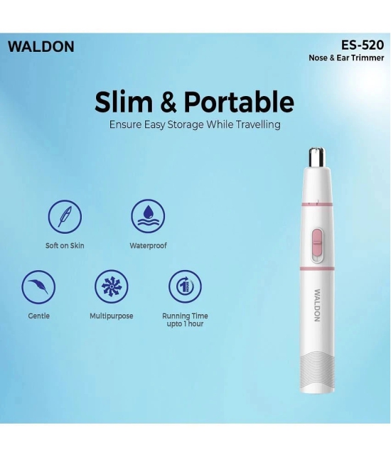 WALDON Nose&Eyebrow Trimmer White Cordless Nose Trimmer With 60 minutes Runtime