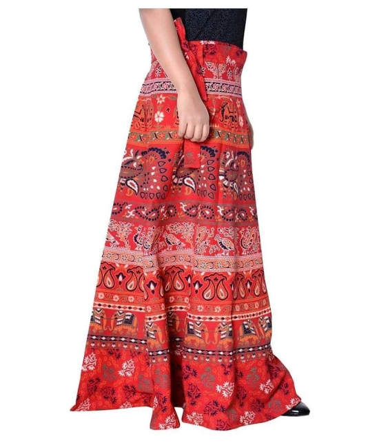 Rangun Cotton A-Line Skirt - Red - 37-41