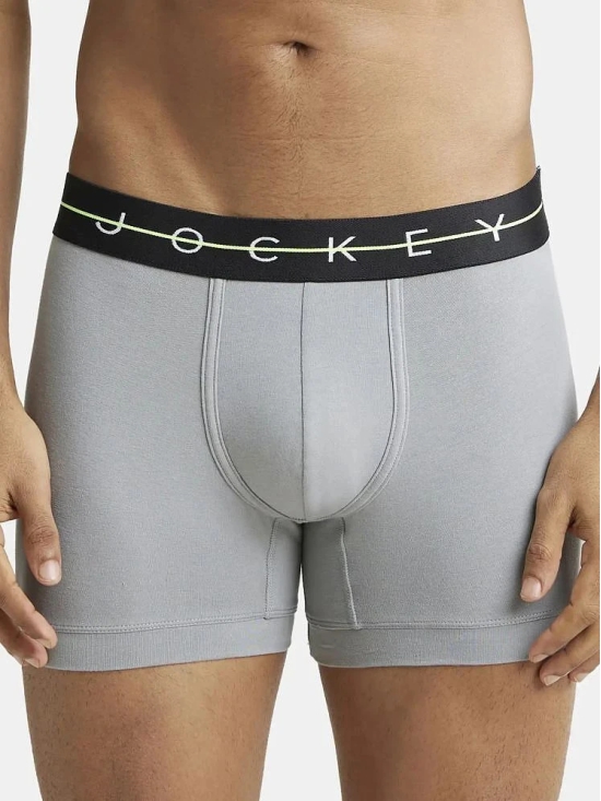 Jockey NY16 Men Cotton Elastane Stretch Solid Trunk - Monument - None