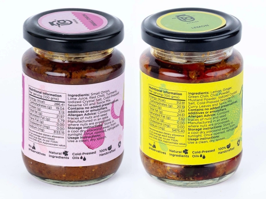 Ta Pickles | Small Onion & Lemon Ginger Green Chilli Pickle | 150g [Pack of 2] Combo Made with Cold Pressed Oil | Homemade | Traditional Indian Taste