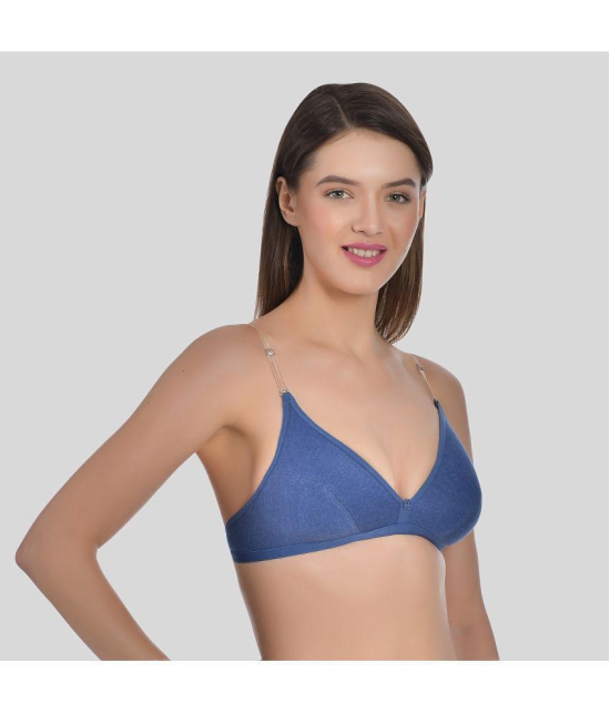 AIMLY - Blue Cotton Blend Non Padded Women''s T-Shirt Bra ( Pack of 1 ) - None